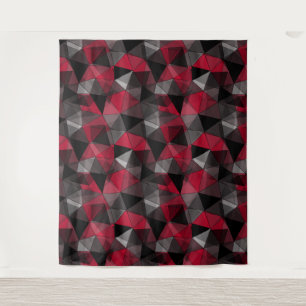 Abstract Black, red, grey geometric. Tapestry