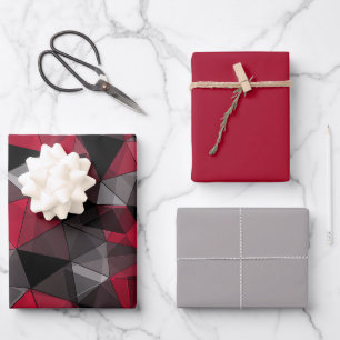 Abstract Black, red, grey geometric.  Wrapping Paper Sheet