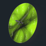 Abstract Black Smoke - Lime Green Large Clock<br><div class="desc">Abstract Black Smoke - Lime Green</div>