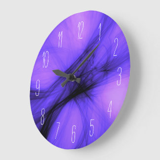 Abstract Black Smoke - Purple Large Clock