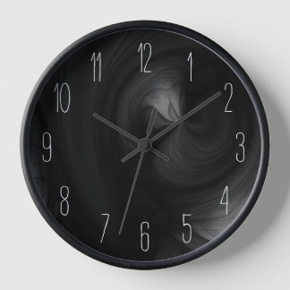 Abstract Black Smoke Swirl - Dark Grey Clock