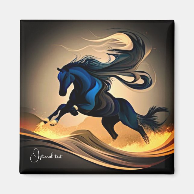 Abstract Black Stallion in Desert Magnet (Front)