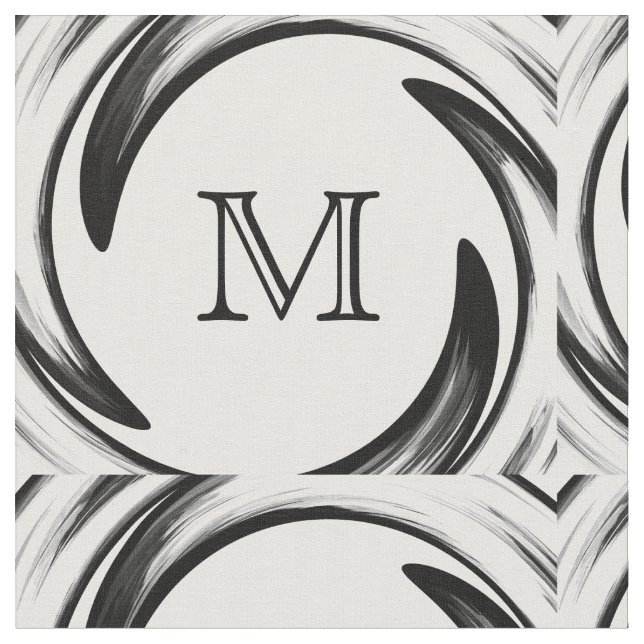 Abstract Black Swirl Monogram Fabric (Close Up)