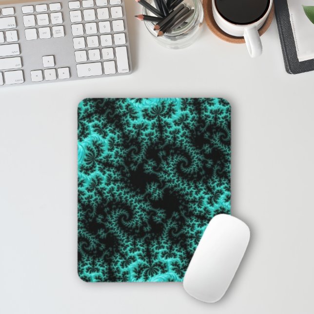 Abstract Black Teal Symmetrical Fractal Mouse Mat (Creator Uploaded)
