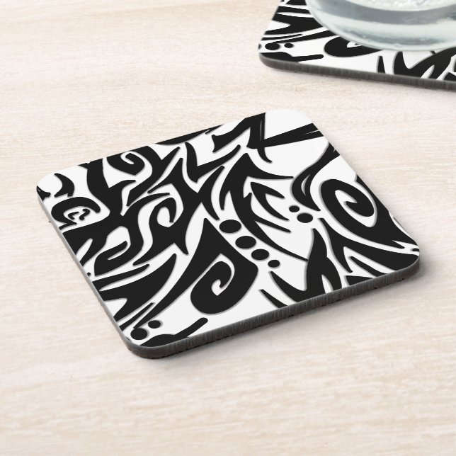 Abstract Black Tribal Coaster (Left Side)