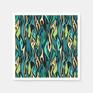 Abstract black turquoise napkin