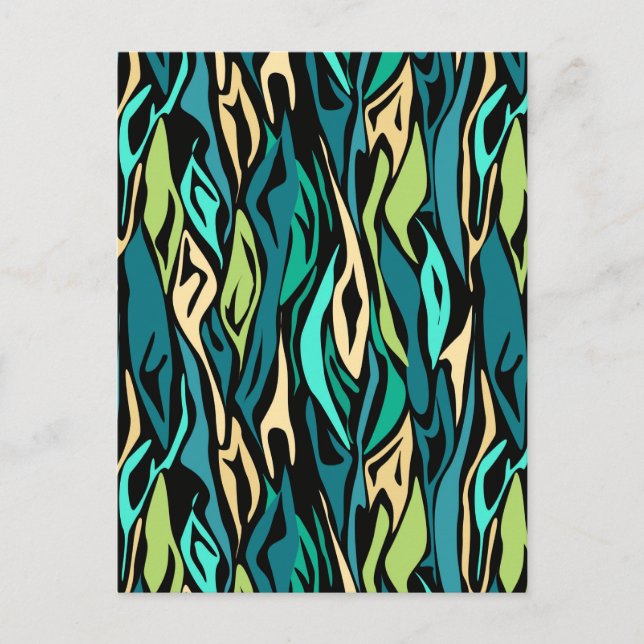 Abstract black turquoise postcard (Front)