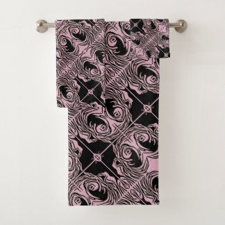 Abstract Black Violet Pattern Bath Towels