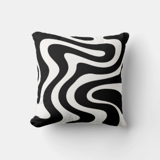 Abstract Black Wavy Lines Seamless Pattern  Cushion
