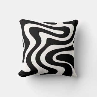 Abstract Black Wavy Lines Seamless Pattern  Cushion