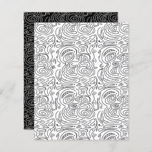 Abstract Black Wavy Lines White Scrapbook Paper