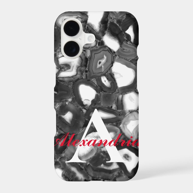 Abstract Black White agates geode monogram (Back)