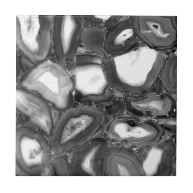 Abstract Black White agates geode  Tile (Front)