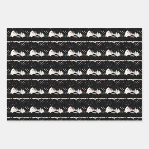 Abstract Black, White, and Pastel Colour Splash Wrapping Paper Sheet