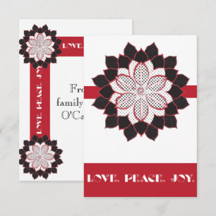 Abstract black, white, and red poinsettia invitation