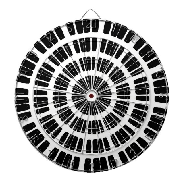 Abstract Black & White Challenging Optical Design Dartboard (Front)