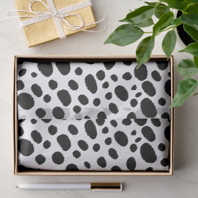 Abstract Black & White Cheetah Spots Pattern Tissue Paper (Gift)