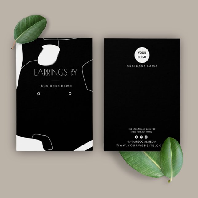 Abstract Black & White Earring Display Card Design (Creator Uploaded)