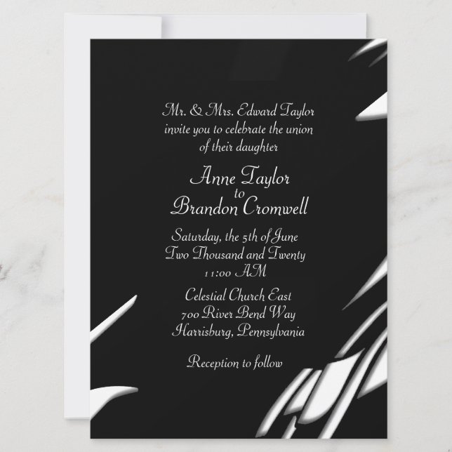 Abstract Black / White Evening Wedding Invitation (Front)