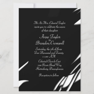 Abstract Black / White Evening Wedding Invitation
