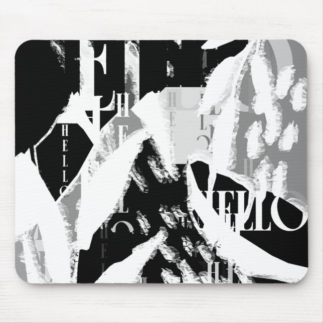 Abstract Black White Gray Mouse Mat (Front)