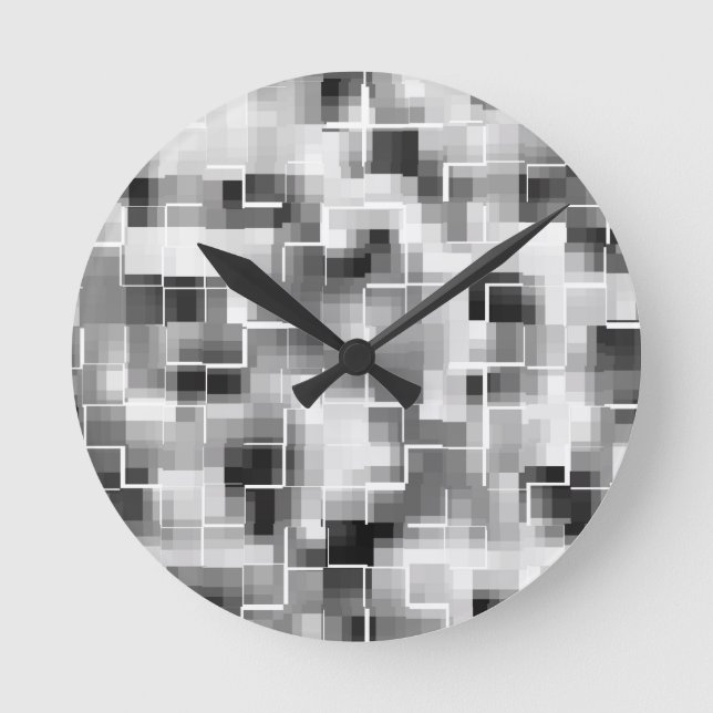 Abstract Black White Gray Round Clock (Front)