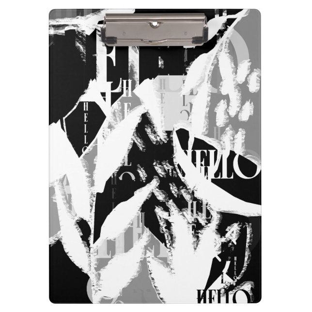 Abstract Black White Grey Clipboard (Front)