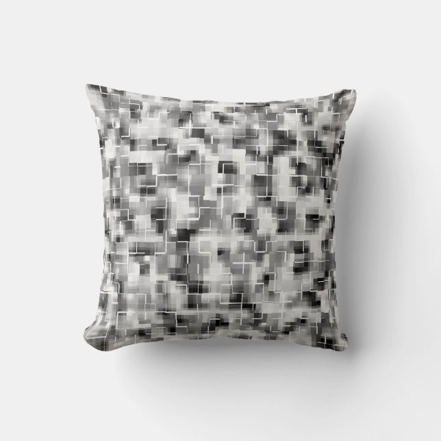 Abstract Black White Grey Cushion (Front)