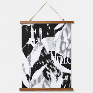 Abstract Black White Grey Hanging Tapestry