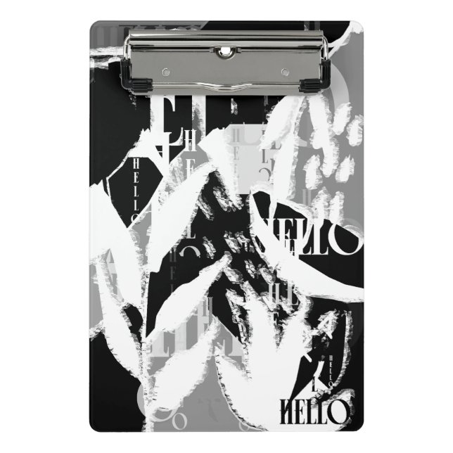 Abstract Black White Grey Mini Clipboard (Front)