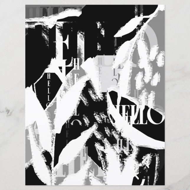 Abstract Black White Grey Scrapbook Paper (Front)