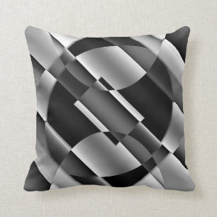 Abstract Black, White & Grey Shapes Cushion