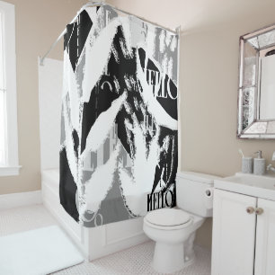 Abstract Black White Grey Shower Curtain