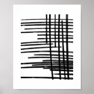 Abstract Black & White Lines Art -  Scratches 2 Poster
