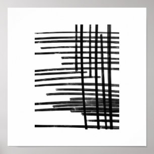 Abstract Black & White Lines Art -  Scratches 2 Poster
