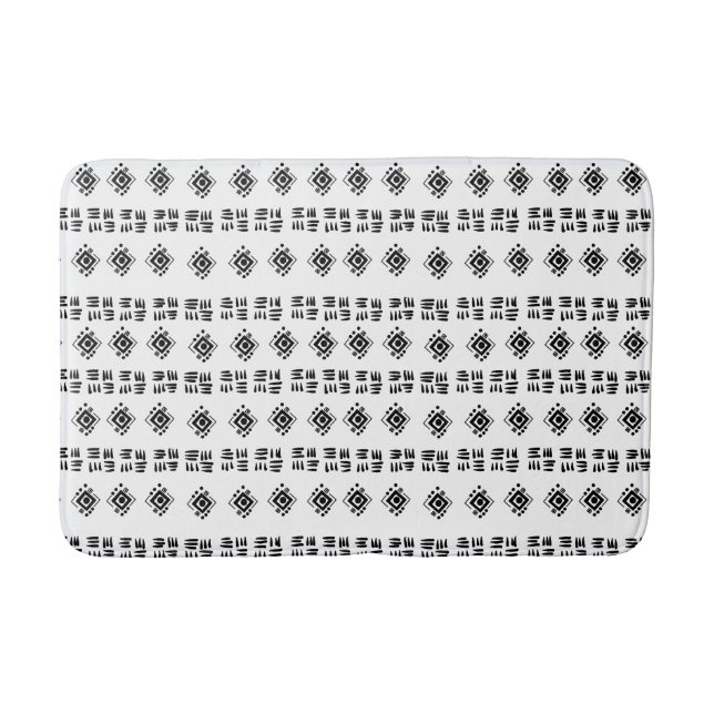 Abstract Black White Marks Bath Mat (Front)
