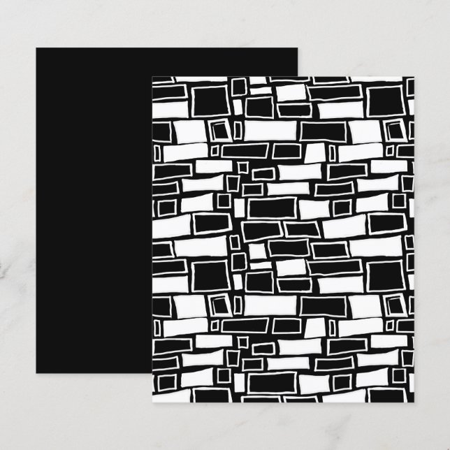 Abstract Black White Mosaic Scrapbook Paper (Front/Back)