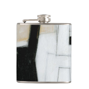 Abstract Black & White Painting Hip Flask