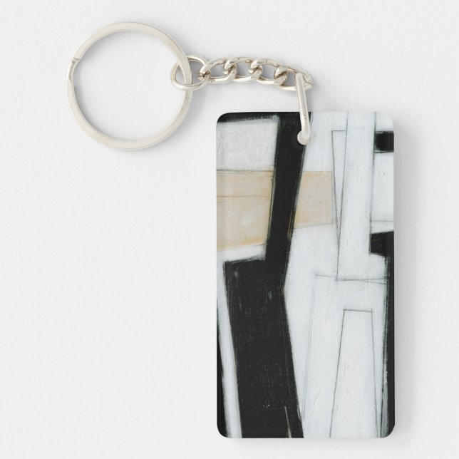 Abstract Black & White Painting Key Ring (Front)