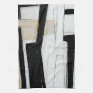 Abstract Black & White Painting Tea Towel