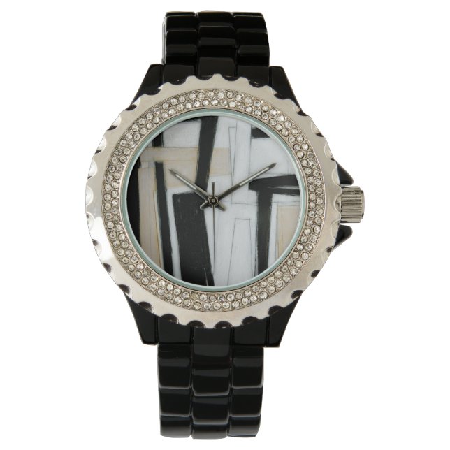 Abstract Black & White Painting Watch (Front)
