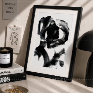 Abstract Black & White Poster Woman Silhouette