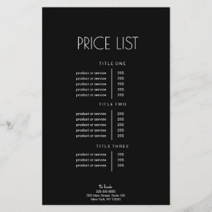 Abstract Black & White Price List Flyer