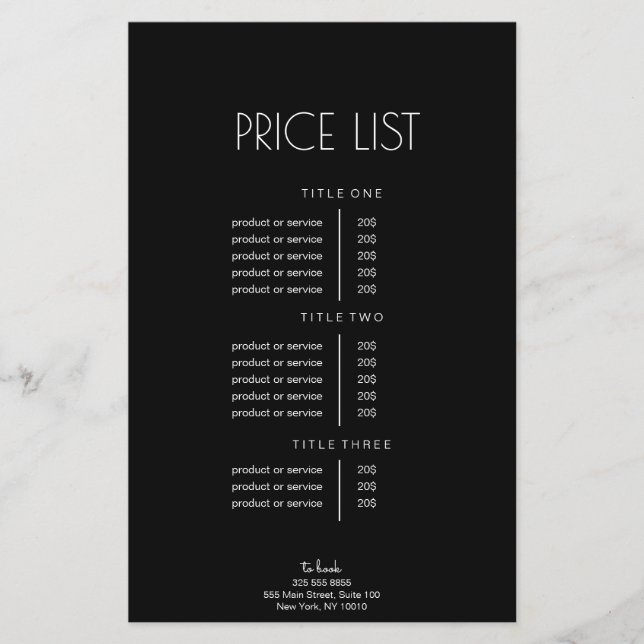 Abstract Black & White Price List Flyer (Front)