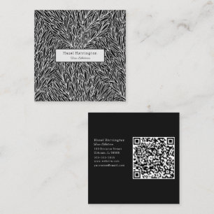 Abstract Black White QR Code Square Business Cards