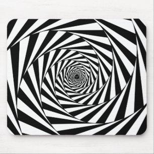 Abstract Black & White Spirals Art Mouse Mat