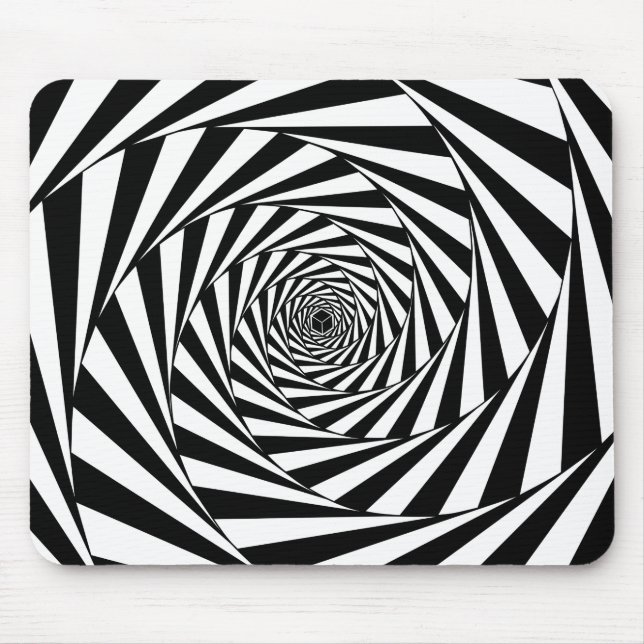 Abstract Black & White Spirals Art Mouse Mat (Front)