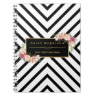 Abstract Black White Stripes and Floral Gold Frame