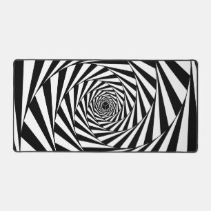 Abstract Black & White Swirl Spiral Stairway Art Desk Mat