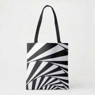 Abstract Black & White Swirl Spiral Stairway Art T Tote Bag